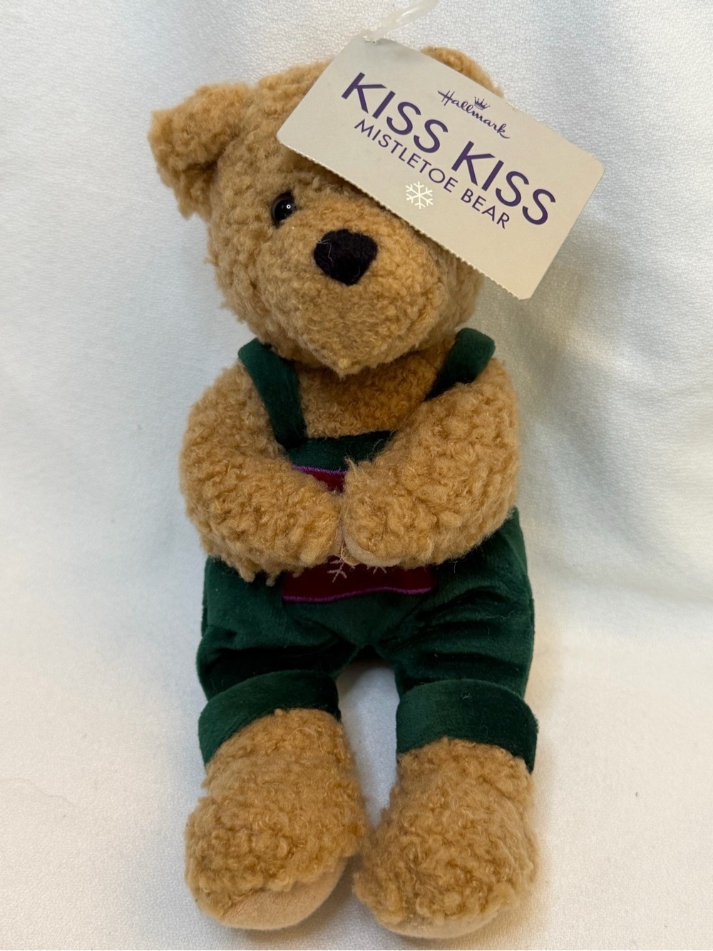 NWT Vintage 1998 Hallmark Kiss Kiss Mistletoe Bear Magnetic Christmas Plush